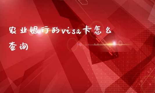 农业银行的visa卡怎么查询_https://m.fansifence.com_贵金属行情_第1张
