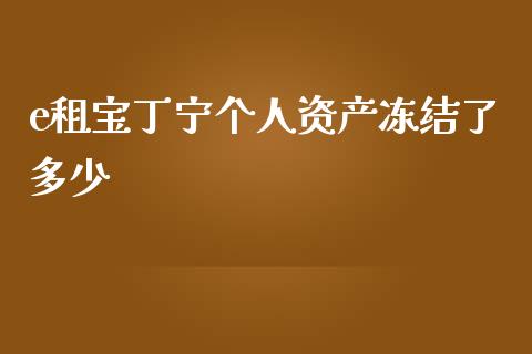 e租宝丁宁个人资产冻结了多少_https://m.fansifence.com_公募基金_第1张