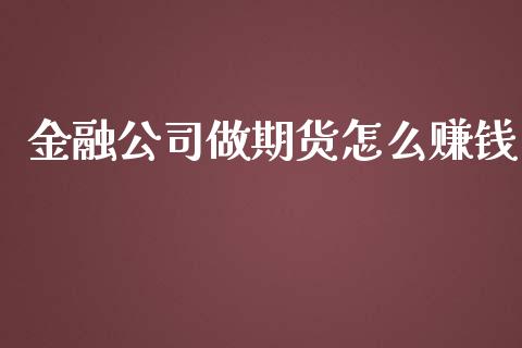 金融公司做期货怎么赚钱_https://m.fansifence.com_个股行情_第1张
