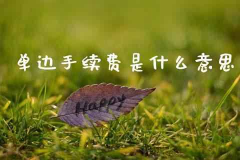 单边手续费是什么意思_https://m.fansifence.com_贵金属行情_第1张