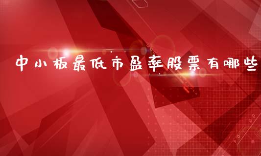 中小板最低市盈率股票有哪些_https://m.fansifence.com_公募基金_第1张