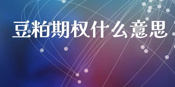 豆粕期权什么意思_https://m.fansifence.com_公募基金_第1张