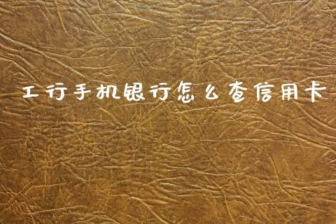 工行手机银行怎么查信用卡_https://m.fansifence.com_消费金融_第1张
