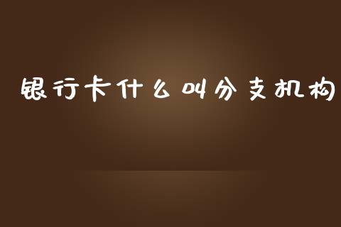 银行卡什么叫分支机构_https://m.fansifence.com_个股行情_第1张