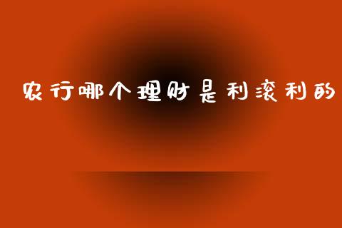 农行哪个理财是利滚利的_https://m.fansifence.com_消费金融_第1张
