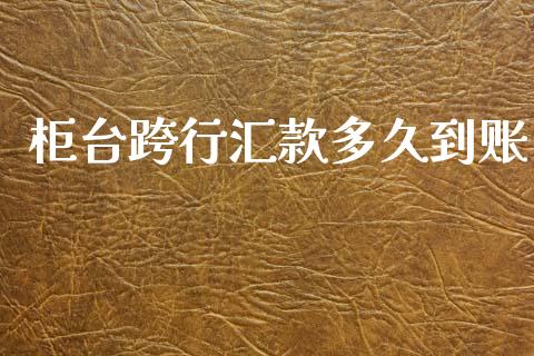 柜台跨行汇款多久到账_https://m.fansifence.com_个股行情_第1张