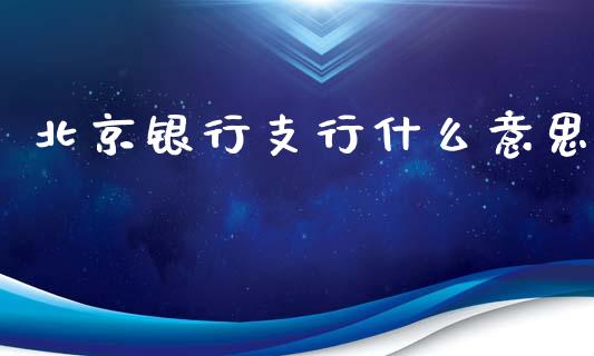北京银行支行什么意思_https://m.fansifence.com_公募基金_第1张