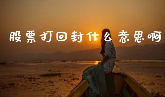 股票打回封什么意思啊_https://m.fansifence.com_贵金属行情_第1张
