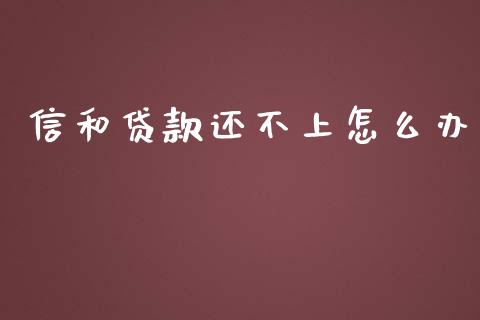 信和贷款还不上怎么办_https://m.fansifence.com_个股行情_第1张