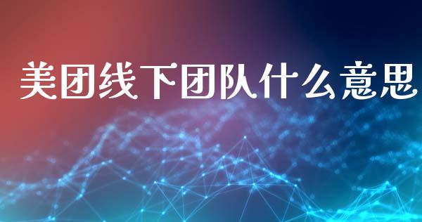 美团线下团队什么意思_https://m.fansifence.com_贵金属行情_第1张