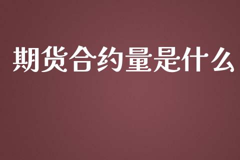 期货合约量是什么_https://m.fansifence.com_个股行情_第1张