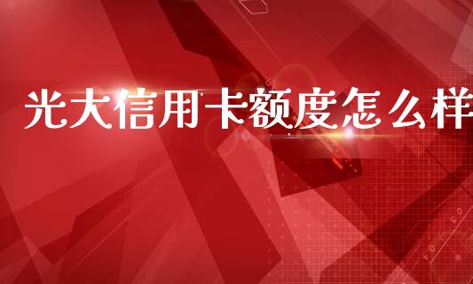 光大信用卡额度怎么样_https://m.fansifence.com_公募基金_第1张