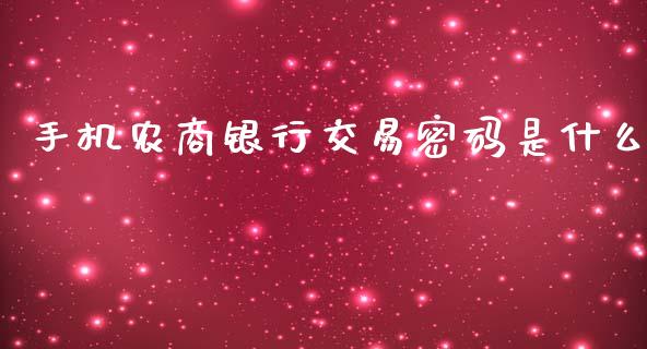 手机农商银行交易密码是什么_https://m.fansifence.com_消费金融_第1张