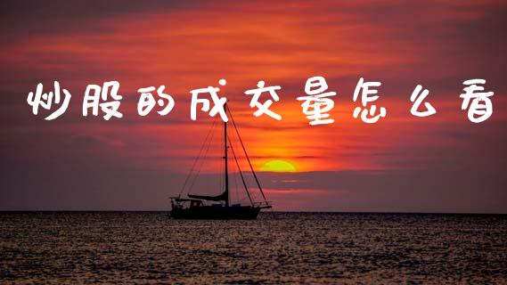 炒股的成交量怎么看_https://m.fansifence.com_公募基金_第1张