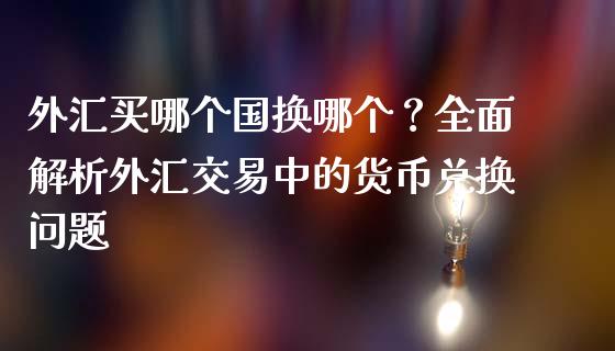 外汇买哪个国换哪个？全面解析外汇交易中的货币兑换问题_https://m.fansifence.com_消费金融_第1张