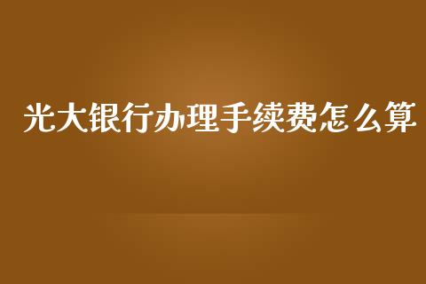 光大银行办理手续费怎么算_https://m.fansifence.com_公募基金_第1张