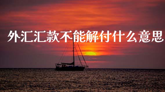 外汇汇款不能解付什么意思_https://m.fansifence.com_贵金属行情_第1张