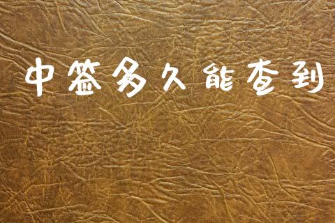 中签多久能查到_https://m.fansifence.com_个股行情_第1张