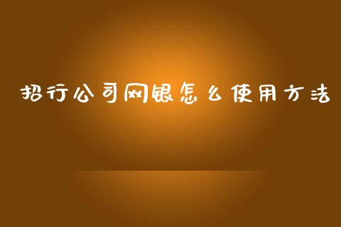 招行公司网银怎么使用方法_https://m.fansifence.com_个股行情_第1张