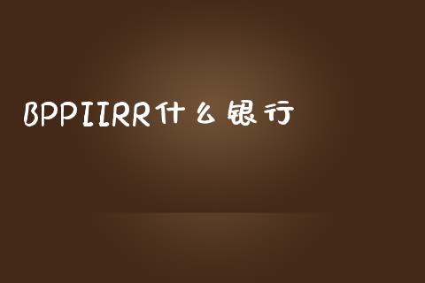 BPPIIRR什么银行_https://m.fansifence.com_个股行情_第1张