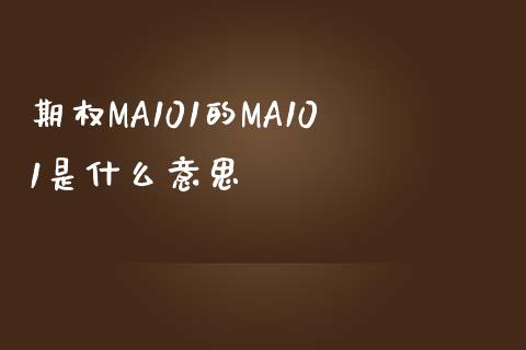 期权MA101的MA101是什么意思_https://m.fansifence.com_个股行情_第1张