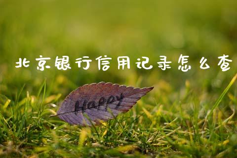 北京银行信用记录怎么查_https://m.fansifence.com_个股行情_第1张
