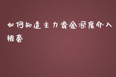如何知道主力资金深度介入被套_https://m.fansifence.com_贵金属行情_第1张