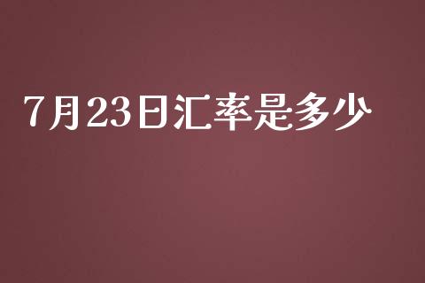 7月23日汇率是多少_https://m.fansifence.com_消费金融_第1张