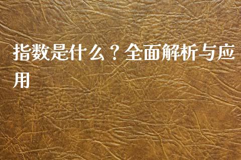 指数是什么？全面解析与应用_https://m.fansifence.com_个股行情_第1张