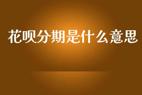 花呗分期是什么意思_https://m.fansifence.com_个股行情_第1张