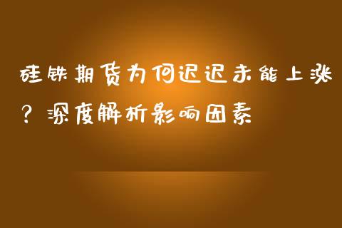 硅铁期货为何迟迟未能上涨？深度解析影响因素_https://m.fansifence.com_贵金属行情_第1张