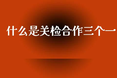 什么是关检合作三个一_https://m.fansifence.com_个股行情_第1张