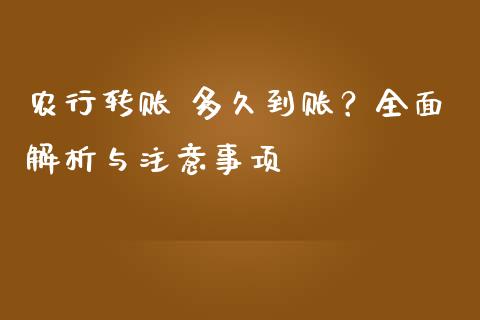 农行转账 多久到账？全面解析与注意事项_https://m.fansifence.com_公募基金_第1张