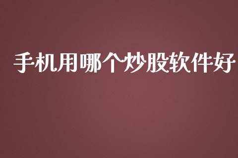 手机用哪个炒股软件好_https://m.fansifence.com_消费金融_第1张
