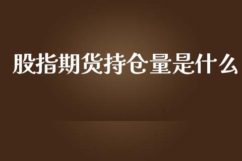 股指期货持仓量是什么_https://m.fansifence.com_公募基金_第1张