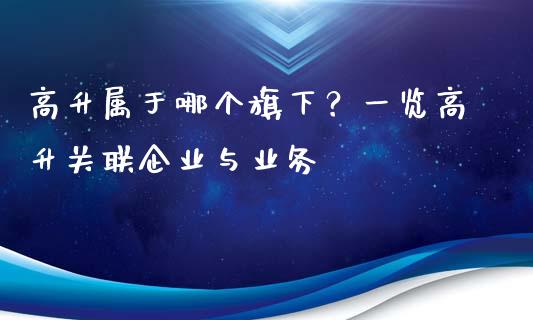 高升属于哪个旗下？一览高升关联企业与业务_https://m.fansifence.com_个股行情_第1张
