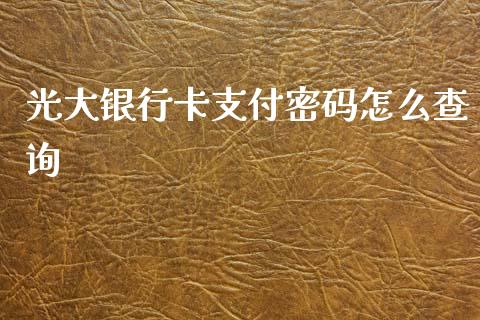 光大银行卡支付密码怎么查询_https://m.fansifence.com_贵金属行情_第1张