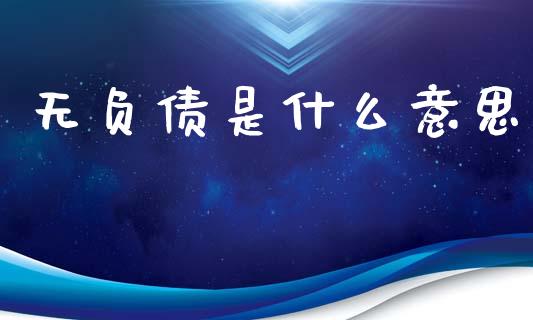 无负债是什么意思_https://m.fansifence.com_贵金属行情_第1张