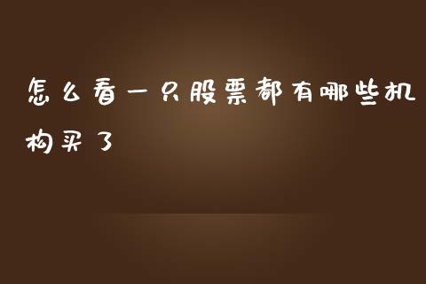 怎么看一只股票都有哪些机构买了_https://m.fansifence.com_个股行情_第1张
