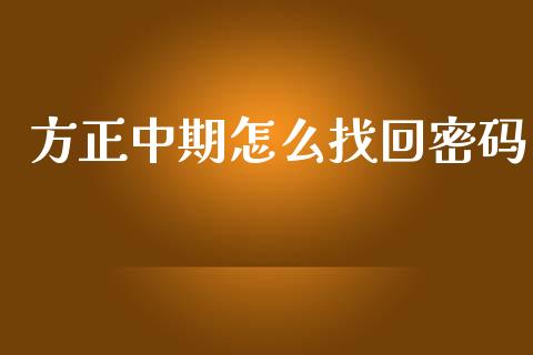 方正中期怎么找回密码_https://m.fansifence.com_公募基金_第1张