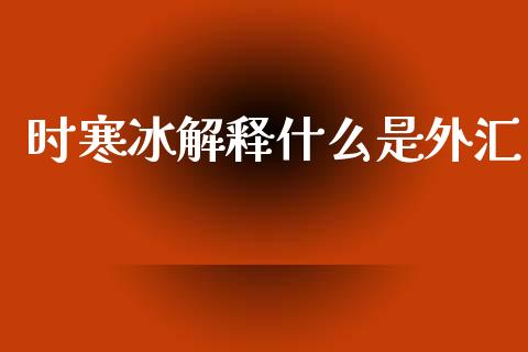 时寒冰解释什么是外汇_https://m.fansifence.com_个股行情_第1张