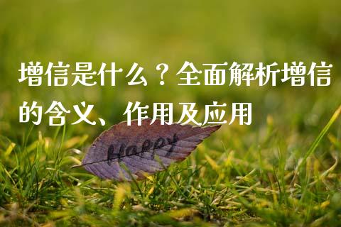 增信是什么？全面解析增信的含义、作用及应用_https://m.fansifence.com_贵金属行情_第1张