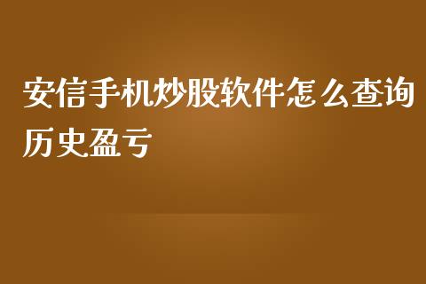 安信手机炒股软件怎么查询历史盈亏_https://m.fansifence.com_公募基金_第1张