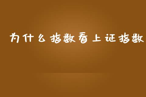 为什么指数看上证指数_https://m.fansifence.com_个股行情_第1张