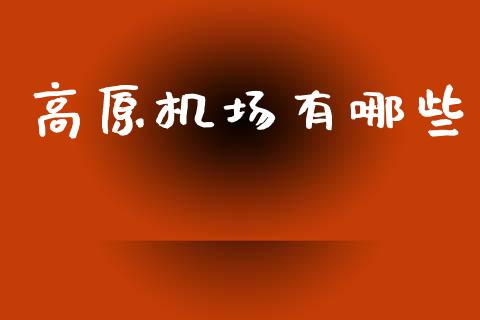 高原机场有哪些_https://m.fansifence.com_消费金融_第1张