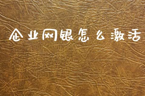 企业网银怎么激活_https://m.fansifence.com_公募基金_第1张