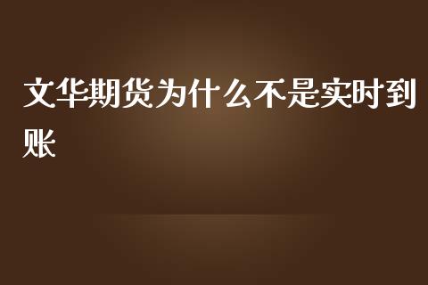 文华期货为什么不是实时到账_https://m.fansifence.com_消费金融_第1张
