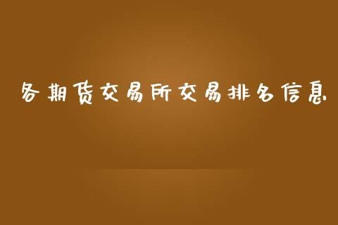 各期货交易所交易排名信息_https://m.fansifence.com_个股行情_第1张