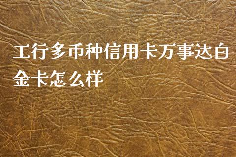 工行多币种信用卡万事达白金卡怎么样_https://m.fansifence.com_公募基金_第1张