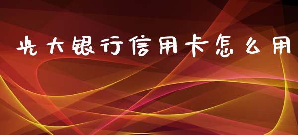 光大银行信用卡怎么用_https://m.fansifence.com_贵金属行情_第1张